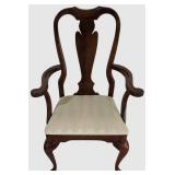LL-FR - Pair of Vintage Captain's Dining Chairs With Ivory Upholstery