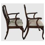 LL-FR - Pair of Vintage Captain's Dining Chairs With Ivory Upholstery