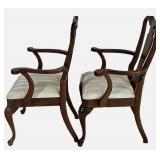 LL-FR - Pair of Vintage Captain's Dining Chairs With Ivory Upholstery