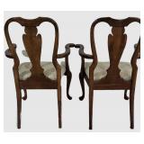 LL-FR - Pair of Vintage Captain's Dining Chairs With Ivory Upholstery