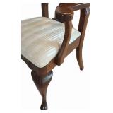 LL-FR - Pair of Vintage Captain's Dining Chairs With Ivory Upholstery