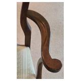 LL-FR - Pair of Vintage Captain's Dining Chairs With Ivory Upholstery