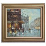 LL-BR2 - Mid-Century Impressionist Paris Street Scene Oil Painting, Signed S. Edward