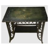 LL-ST - Vintage Wood and Wicker Side Table