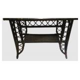 LL-ST - Vintage Wood and Wicker Side Table