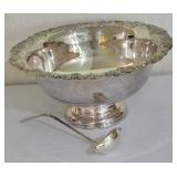 LL-BR2 - Vintage Gorham Newport Silverplate Punch Bowl & Ladle