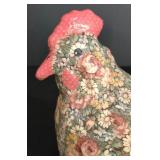 LL-FR - Enesco Floral Chicken & 2 Other Decorative Chickens Mixed Lot
