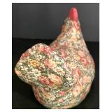 LL-FR - Enesco Floral Chicken & 2 Other Decorative Chickens Mixed Lot