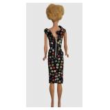 LL-BR1 - Vintage 1960s Blonde Bubble Cut Barbie Doll in #917 Apple Print Sheath Dress