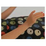 LL-BR1 - Vintage 1960s Blonde Bubble Cut Barbie Doll in #917 Apple Print Sheath Dress