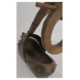 LL-BR1 - Vintage Dutch Style Wood & Brass Wine Bottle Holder