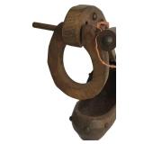 LL-BR1 - Vintage Dutch Style Wood & Brass Wine Bottle Holder