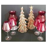 LL-BR1 - Decorative Christmas Trees & Glass Candle Holders Mixed Lot