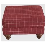 LL-FR - Brick Red Plaid Ottoman With Wooden Legs