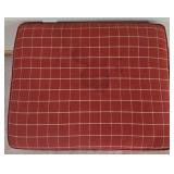 LL-FR - Brick Red Plaid Ottoman With Wooden Legs