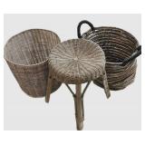 LL-FR - Wicker Stool & Basket Mixed Lot