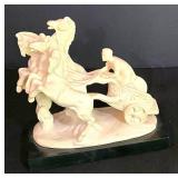 LL-FR - Vintage Gino Ruggeri Horse Chariot Sculpture