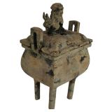 LL-ST - Vintage Cast Iron Censer Incense Burner With Foo Dog Lid