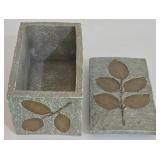 LL-ST - Bachman's Leaf Dish Resin Box & Pottery Vase Mixed Lot