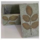 LL-ST - Bachman's Leaf Dish Resin Box & Pottery Vase Mixed Lot