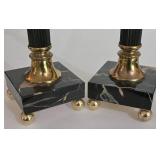 LL-ST - Antique Marble and Brass Candlesticks
