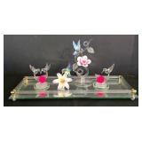 K - Glass Baron Hummingbird Rose Vine, Hummingbirds in Love & Vanity Tray Mixed Lot