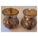 K - Vintage Amber Glass Pitchers, Carafe, Sugar & Creamer, Salt & Pepper Shakers Mixed Lot
