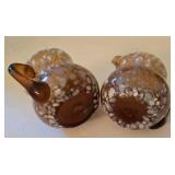 K - Vintage Amber Glass Pitchers, Carafe, Sugar & Creamer, Salt & Pepper Shakers Mixed Lot