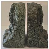 K - Ethnic Stone Bookends & Wooden Platter Mixed Lot