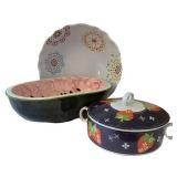 K - Vintage Georges Briard Strawberry Denim Casserole Mixed Lot