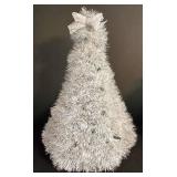 LL-ST - Christmas Decor Lighted Tinsel Tree Nutcracker Pair & Santa Topper (Lot of 3)