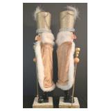LL-ST - Christmas Decor Lighted Tinsel Tree Nutcracker Pair & Santa Topper (Lot of 3)