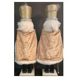 LL-ST - Christmas Decor Lighted Tinsel Tree Nutcracker Pair & Santa Topper (Lot of 3)