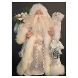 LL-ST - Christmas Decor Lighted Tinsel Tree Nutcracker Pair & Santa Topper (Lot of 3)