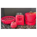 K - Red Kitchen Decor Mixed Lot Proctor Silex Toaster, Apple Candle and  Ice Bucket