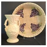 K - Vintage McCoy Grape Motif Ceramic Vase & Bowl Tabletop Lifestyles Chianti