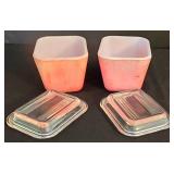 K - Vintage Kitchen Collectibles Mixed Lot Pyrex Refrigerator Dishes Anchor Hocking Carafe
