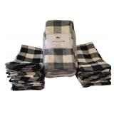 K - Dinner Napkins - Life by Cotton Gingham Check Plaid Black White (Lot of 24)