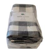 K - Dinner Napkins - Life by Cotton Gingham Check Plaid Black White (Lot of 24)
