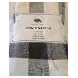 K - Dinner Napkins - Life by Cotton Gingham Check Plaid Black White (Lot of 24)