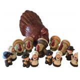 K - Thanksgiving Turkey Decor & Salt & Pepper Shakers Mixed Lot 14 Pieces