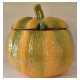 K - Pumpkin Soup Crock, Leaf Plate & Lacquered Pumpkin Bordalo Pinheiro Set