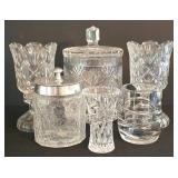 K - Crystal Canister Set, Candleholders, Vase & Tumbler Mixed Lot