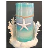 K - Coastal Decor Mixed Lot Coral Candleholders, Clay Seahorse & Shell Dishes