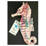 K - Coastal Decor Mixed Lot Coral Candleholders, Clay Seahorse & Shell Dishes