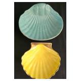 K - Coastal Decor Mixed Lot Coral Candleholders, Clay Seahorse & Shell Dishes