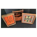 K - Mixed Wall Decor & Wood Basket Shadow Box, Punched Tin Art & Basket Caddy