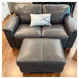 Digio Leather Collection Sofa & Ottoman Set - Matches Lot 3
