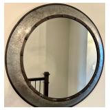 33" Round Industrial Mirror With Metal Frame