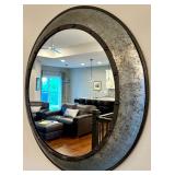33" Round Industrial Mirror With Metal Frame